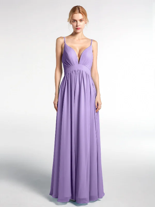Deep V-neck Empire Waist Chiffon Long Dress-Tahiti Tunics Luxurious high-end