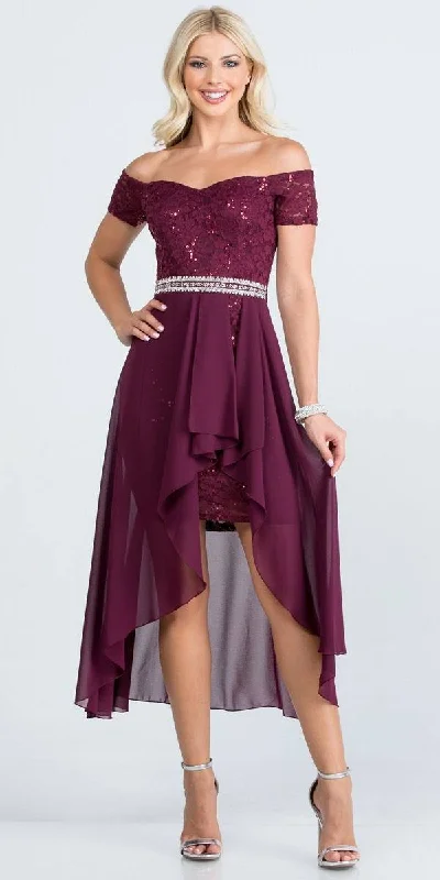 La Scala 25503 Embellished Waist High Low Cocktail Dress Tunics Recommended stylist