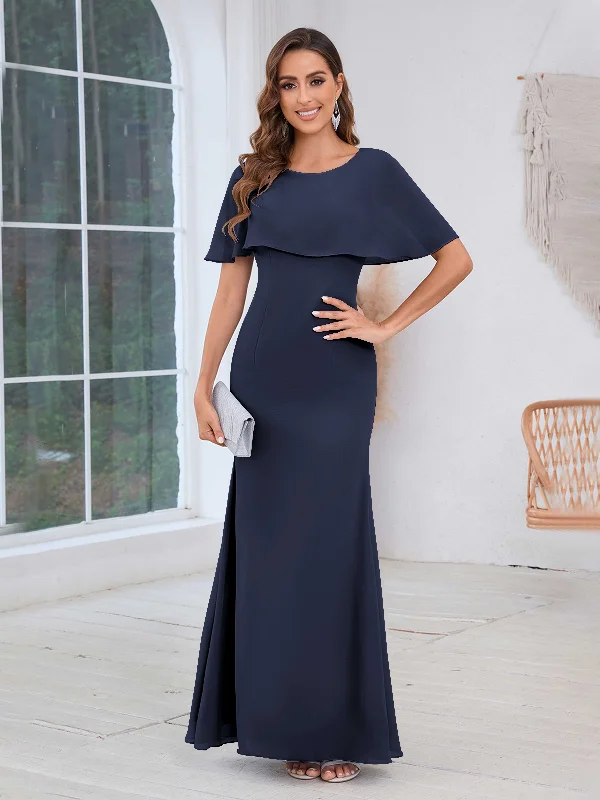 Helena Chic Sheath Scoop Cape Long Chiffon Mother Of The Bride Dresses Tunics Business professional Helena Chic Sheath Scoop Cape Long Chiffon Mother Of The Bride Dresses Tunics Business professional