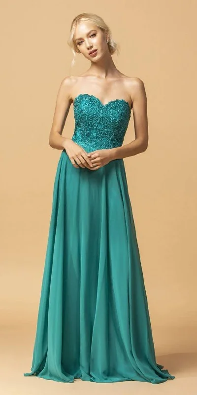 Aspeed L2073 Sweetheart Neckline Appliqued Long Dress Tunics Luxurious high-end