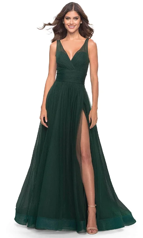 La Femme 31149 - Ruched A-line Tulle Long Dress Tunics Practical durable