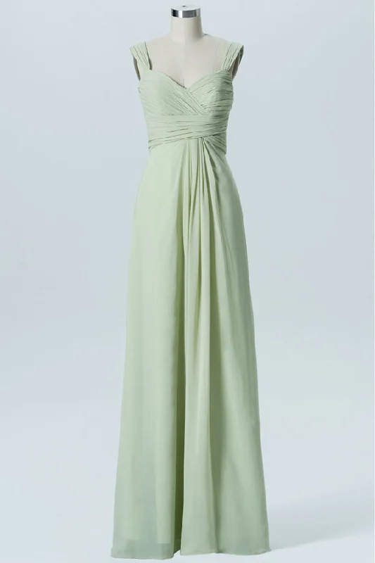 Light Sage Green Chiffon Banded Waist Bridesmaid Dress Tunics Travel practical
