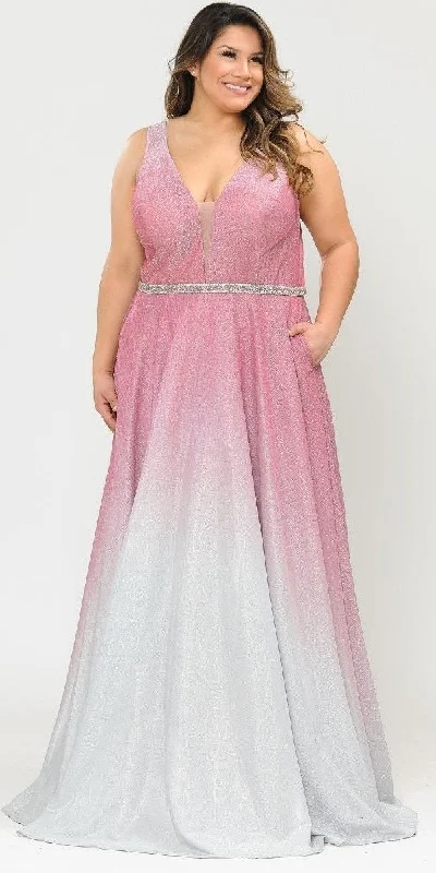 Lindas W1100 V-Neck Ombre Glitter Plus Size Dress with Rhinestone Waist Tunics Stylish elegant Lindas W1100 V-Neck Ombre Glitter Plus Size Dress with Rhinestone Waist Tunics Stylish elegant