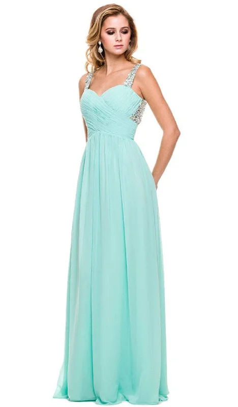 Nox Anabel - 8140 Rhinestone Embellished Ruched Long Dress Tunics Vintage classic