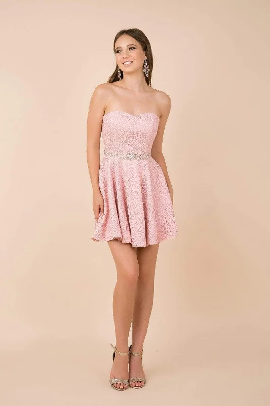 Nox Anabel - 6358 Embellished Waist Sweetheart Neckline Cocktail Dress Tunics Exclusive limited