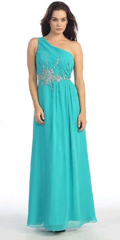 Eureka 2525 One Shoulder Ruched Chiffon Long Dress Tunics Essential wardrobe