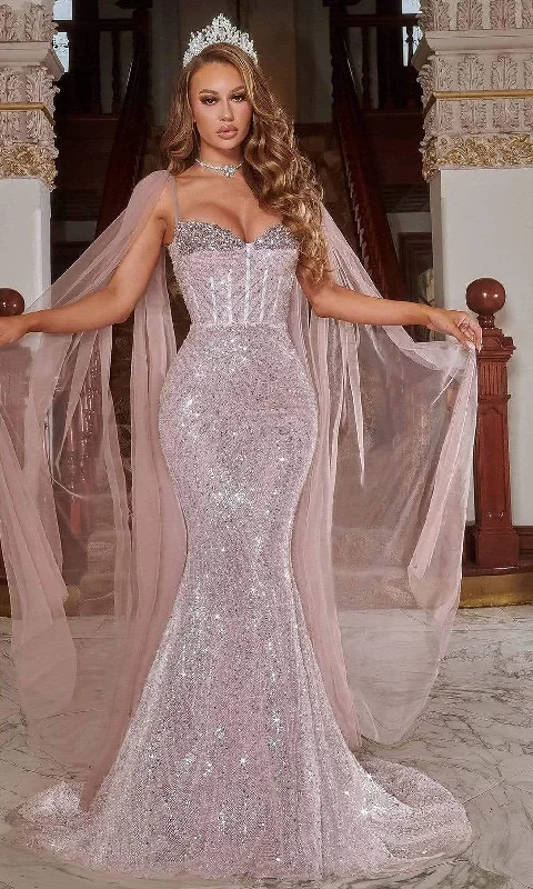 Portia and Scarlett - PS22181 Beaded Sweetheart Mermaid Gown With Cape Tunics Canvas sturdy