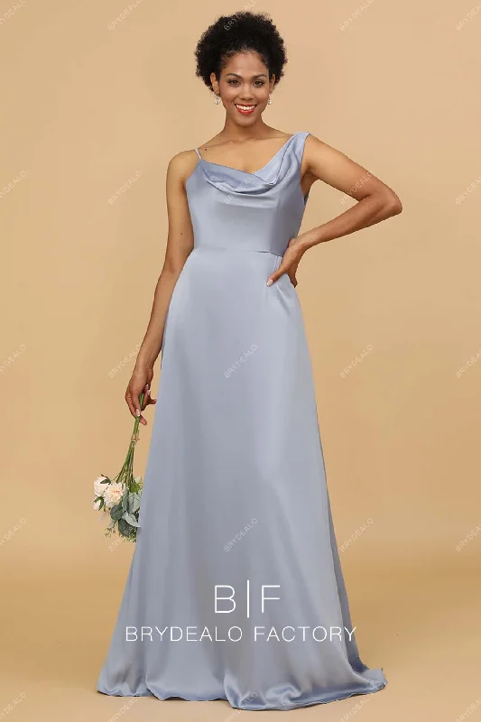 Silver Charmeuse Unique Neck Fashionable Long Dress Tunics Sale discount