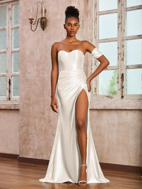 Sweetheart Strapless Long Dress With Sweep Train Ivory Maxi Flowy Bohemian