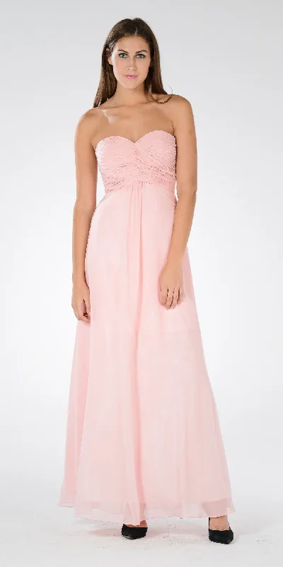 Poly USA 7880 Sweetheart Ruched Bodice Lace Up Back Long Dress Tunics Brand named