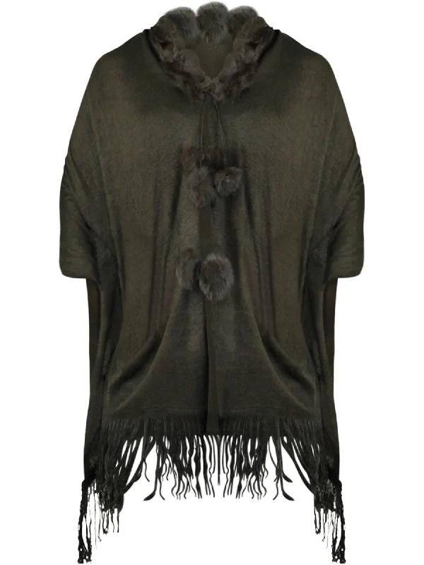 Brown Lightweight Knit Shawl With Faux Fur Collar Lightweight Silk Shawl