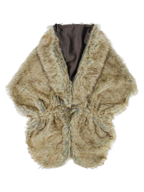 Faux Fur Plush Shawl Wrap With Satin Lining Chic Knit Shawl Poncho
