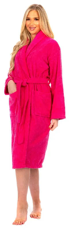 Ladies Pink Cotton Towelling Shawl Collar Bathrobe Luxurious Cashmere Shawl Wrap