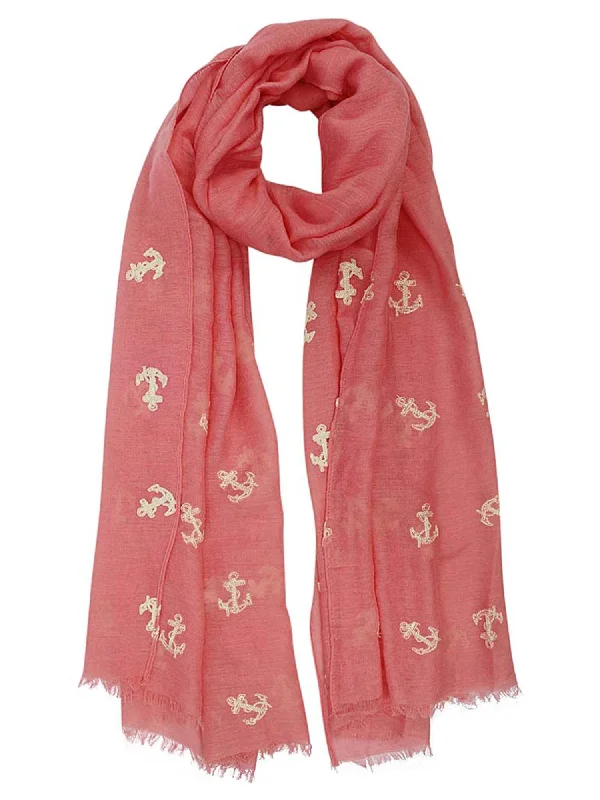 Lightweight Anchor Embroidered Shawl Wrap Trendy Bohemian Shawl Cape