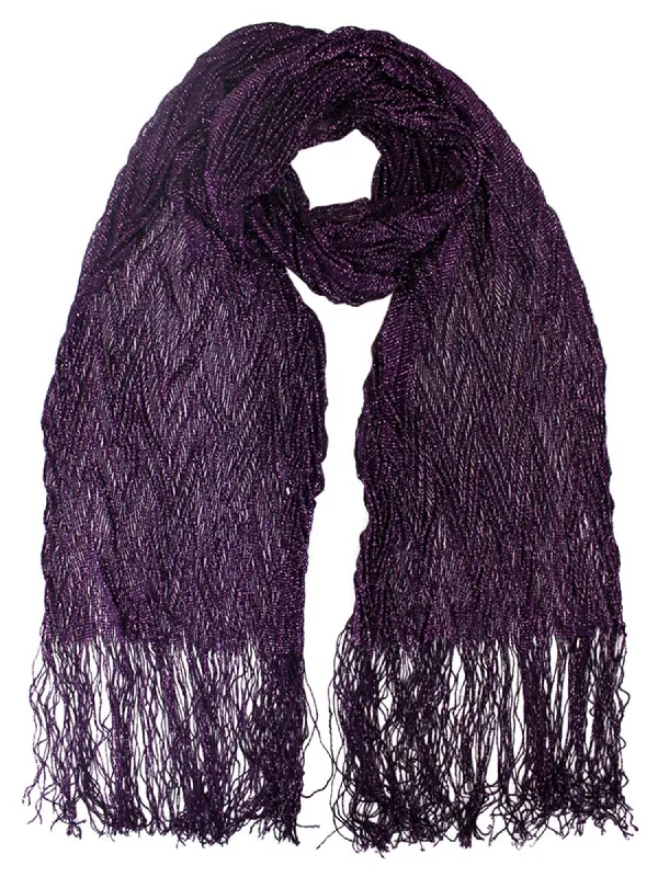 Long Metallic Evening Shawl With Fringe Elegant Silk Shawl Scarf