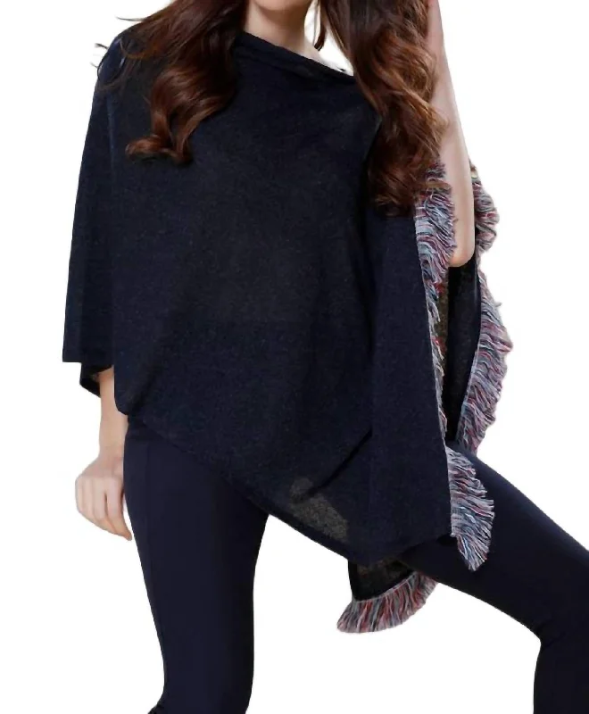 Natalia Fringe Shawl In Navy Classic Lace Shawl Wrap