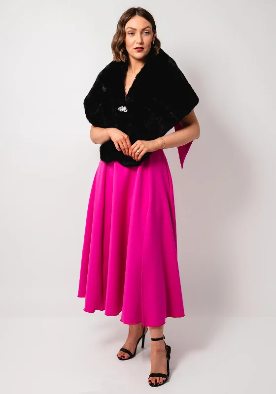 Serafina Collection One Size Faux Fur Shawl, Black Soft Summer Shawl Wrap