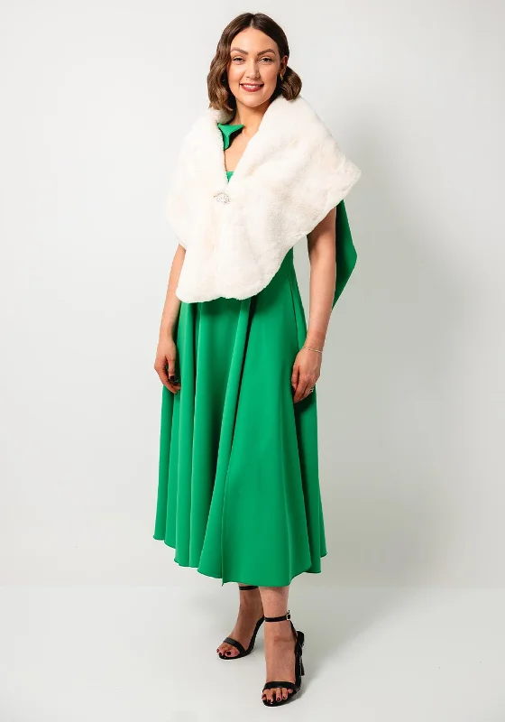 Serafina Collection One Size Faux Fur Shawl, Cream Stylish Chunky Wool Shawl
