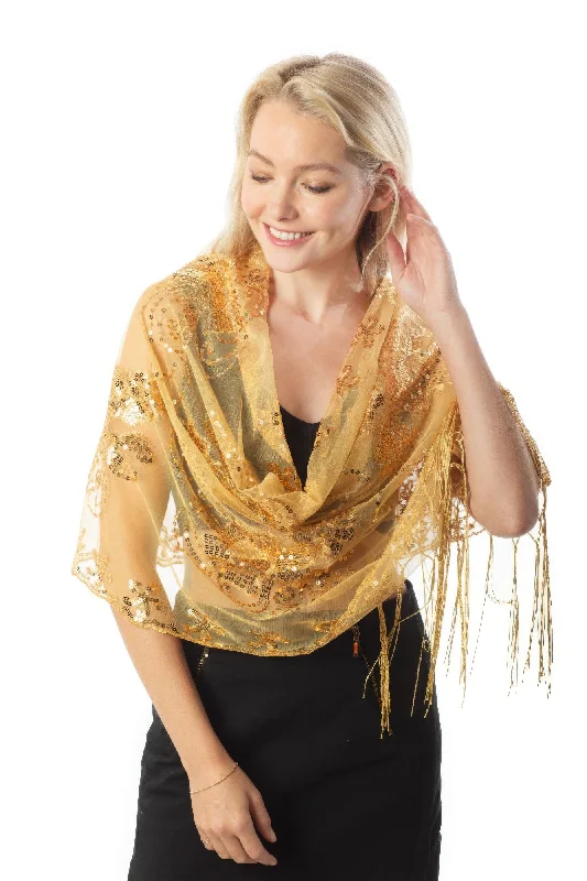 Sequined Shawl Flower Soft Pashmina Shawl Wrap