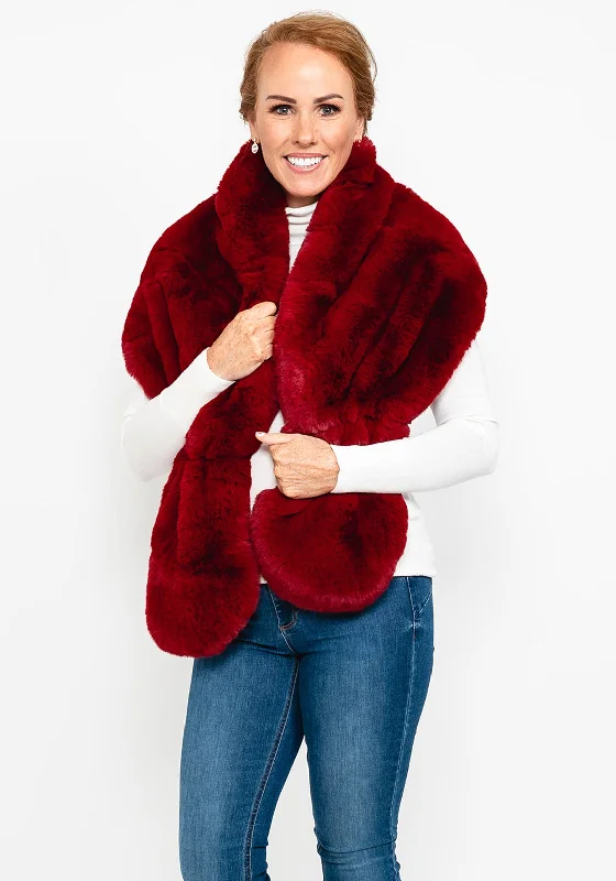 Seventy1 Luxurious Faux Fur Shawl, Burgundy Casual Cotton Shawl