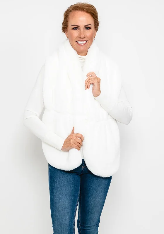 Seventy1 Luxurious Faux Fur Shawl, White Warm Knit Shawl Wrap