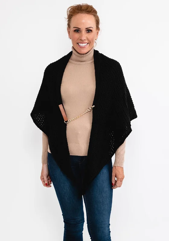 Seventy1 Chunky Knit Shawl, Black Trendy Chunky Knit Shawl