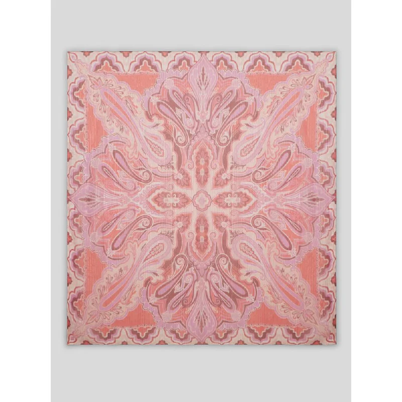 Silk Shawl With Placed Paisley Print Comfortable Pashmina Shawl