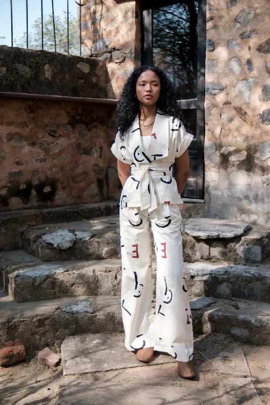 The Terra Tribe Ecru Line Printed Berlin Shawl Collar Comfortable Silk Shawl
