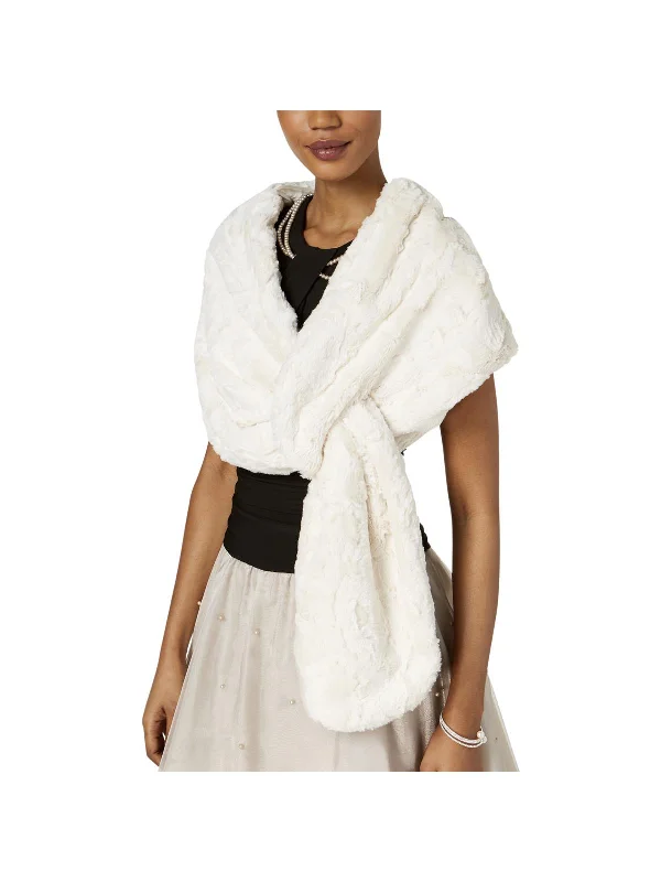 Womens Faux Fur Pull-Through Shawl/Wrap Fashionable Silk Shawl Wrap