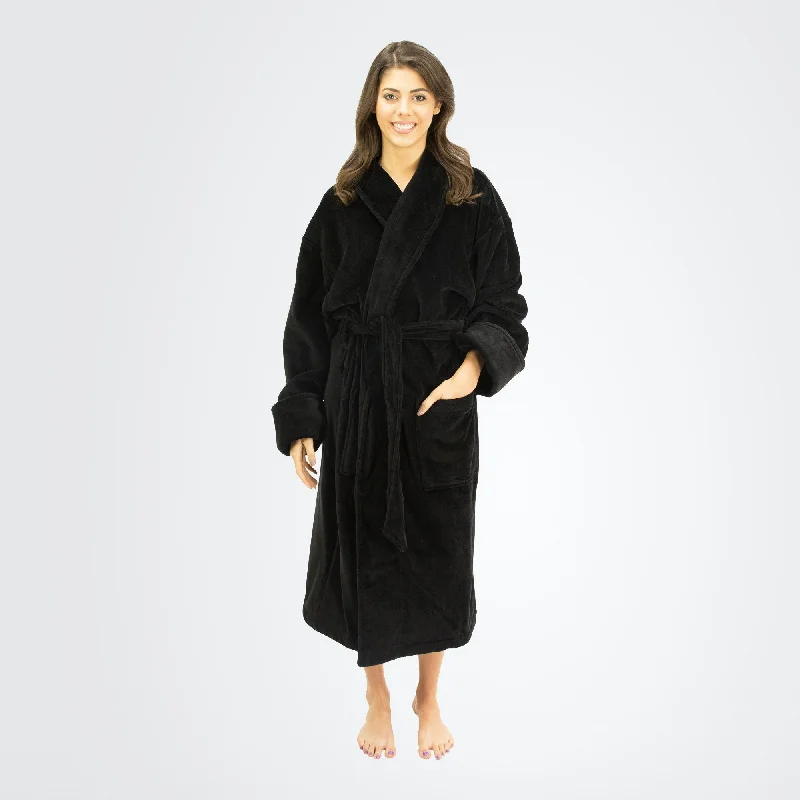 Women's Terry Velour Shawl Collar Bathrobe Classic Cashmere Shawl Scarf