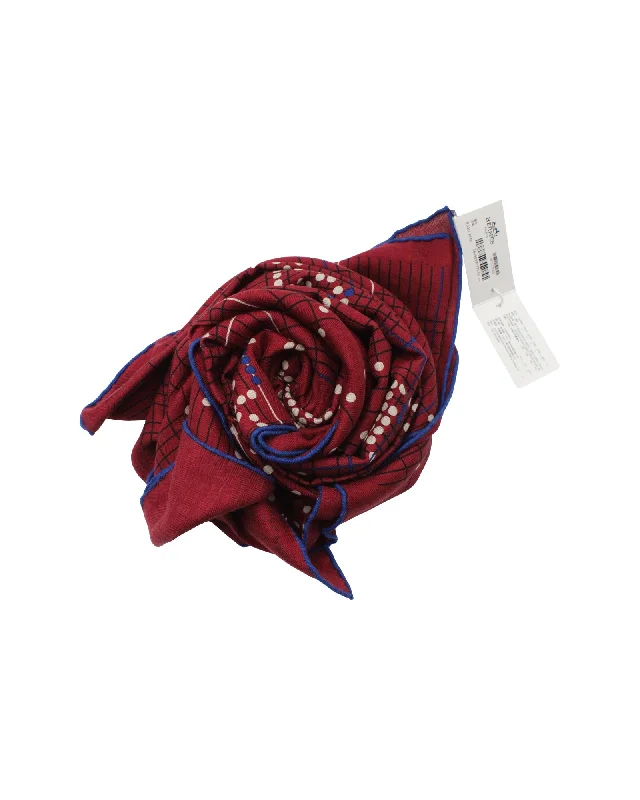 Hermès Cheval Celeste Shawl 140 in Red Cashmere Casual Shawl with Fringes