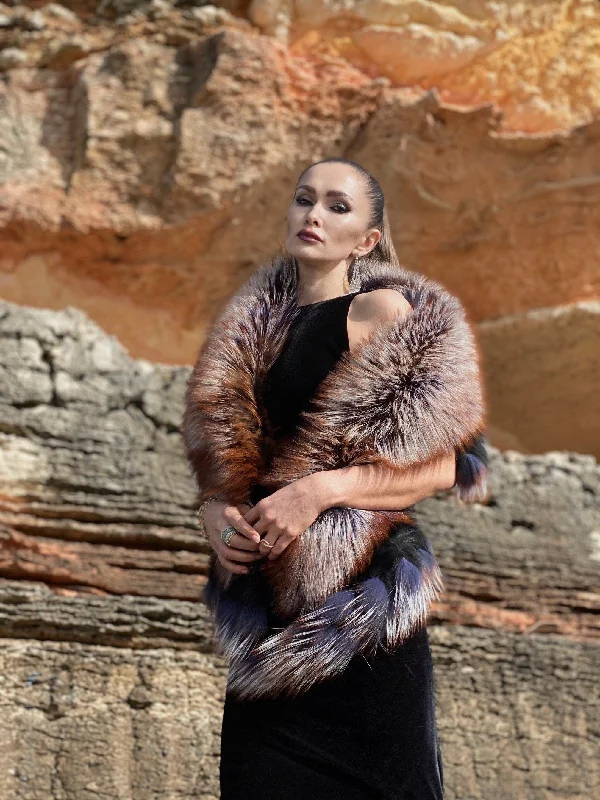 Multicolor Fox Fur Shawl Comfortable Summer Shawl Wrap
