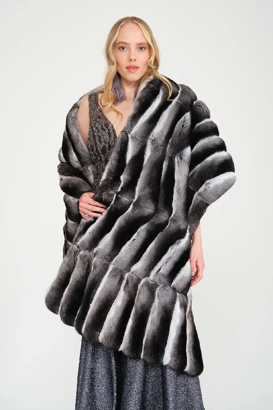 Naturel Chinchilla Fur Shawl Fashionable Pashmina Shawl