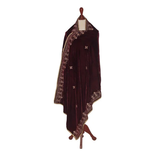 Women's Winter Velvet Shawl WS - 02 Casual Shawl with Fringes