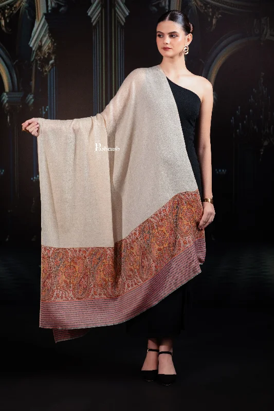 Pashtush Womens Extra Fine Wool Shawl, Pasiley Palla Design, Beige Cozy Fleece Shawl Wrap Pashtush Womens Extra Fine Wool Shawl, Pasiley Palla Design, Beige Cozy Fleece Shawl Wrap
