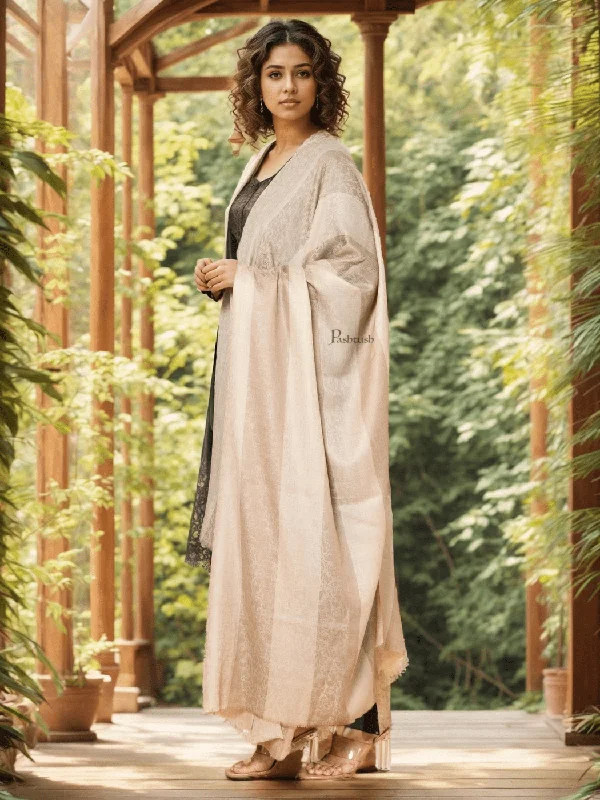 Pashtush Womens Extra Fine Wool Shawl, Soft And Warm, Striped Beige, Large Size Fashionable Shawl with Tassels Pashtush Womens Extra Fine Wool Shawl, Soft And Warm, Striped Beige, Large Size Fashionable Shawl with Tassels