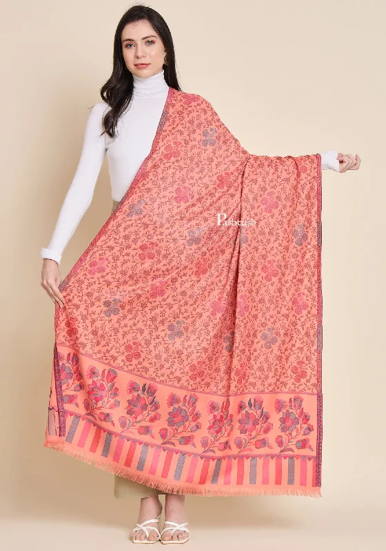 Pashtush Womens Faux Pashmina Shawl,  Design, Peach Fashionable Pashmina Shawl