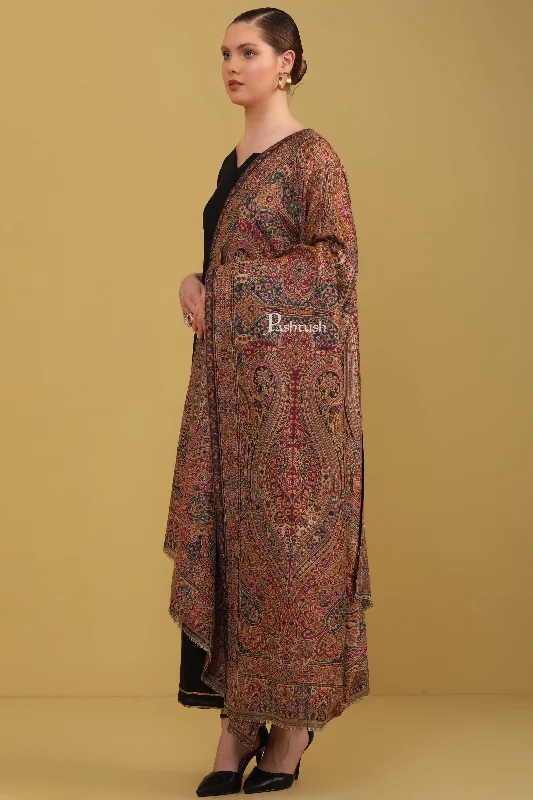 Pashtush Womens Faux Pashmina Shawl, Ethnic Weave Pasiley Design, Multicolour Chic Knit Shawl Poncho Pashtush Womens Faux Pashmina Shawl, Ethnic Weave Pasiley Design, Multicolour Chic Knit Shawl Poncho