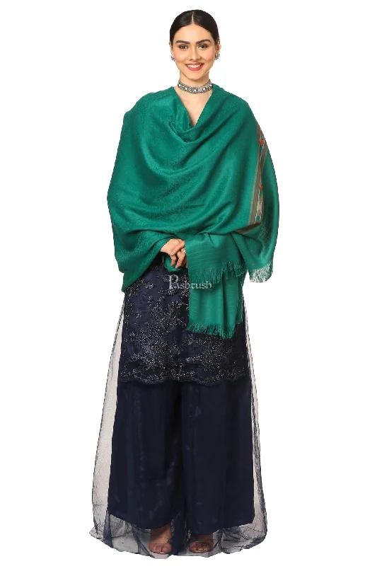 Pashtush Women'S Fine Wool Shawl, Soft And Warm, Aztec Design, Jacquard Weave - Bottle Green Stylish Long Shawl Wrap Pashtush Women'S Fine Wool Shawl, Soft And Warm, Aztec Design, Jacquard Weave - Bottle Green Stylish Long Shawl Wrap