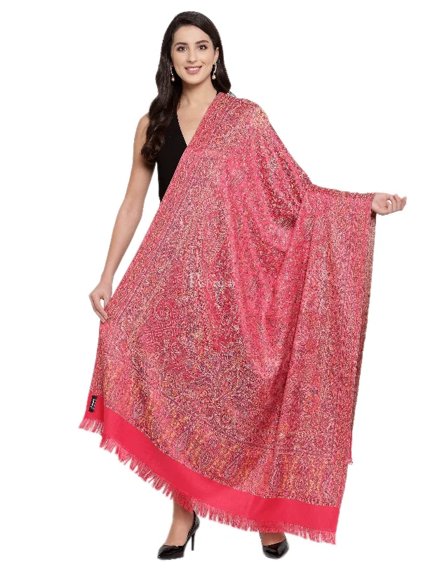 Pashtush Women'S Jamawar Shawl, Pink Trendy Floral Print Shawl
