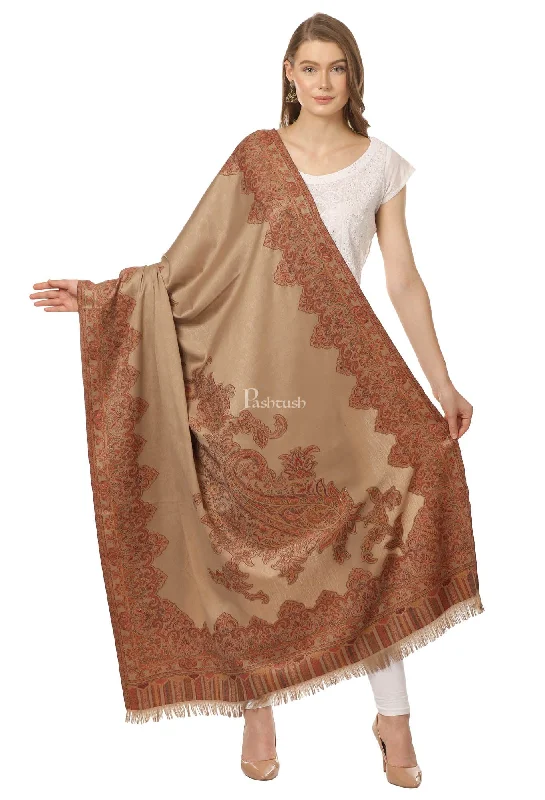 Pashtush Women'S Jacquard Ambi Shawl, Warm And Soft, Faux Pashmina - Beige Elegant Silk Shawl Scarf Pashtush Women'S Jacquard Ambi Shawl, Warm And Soft, Faux Pashmina - Beige Elegant Silk Shawl Scarf