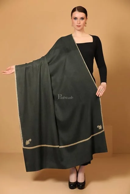 Pashtush Womes Fine Wool Shawl, Kingri Design , Black Trendy Boho Style Shawl