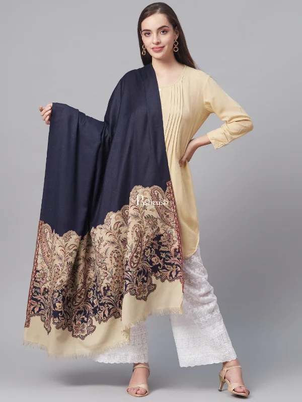 Pashtush Women Soft Navy Blue Woven Design Shawl Stylish Pashmina Shawl Wrap