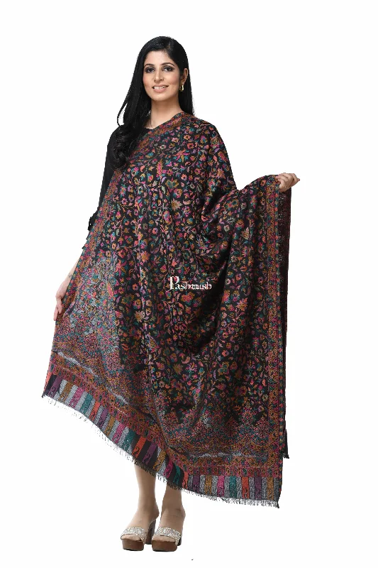 Pashwool Womens Ethnic Design Shawl, Light Weight, Soft And Warm, Black Soft Cotton Shawl Poncho Pashwool Womens Ethnic Design Shawl, Light Weight, Soft And Warm, Black Soft Cotton Shawl Poncho