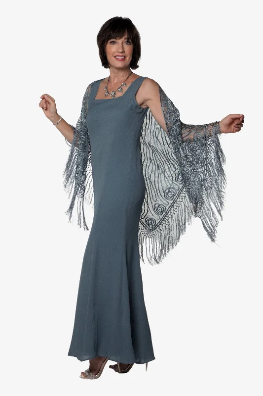 Soulmates C9020 Hand Crocheted Beaded Triangle Shawl Luxurious Silk Shawl Cape