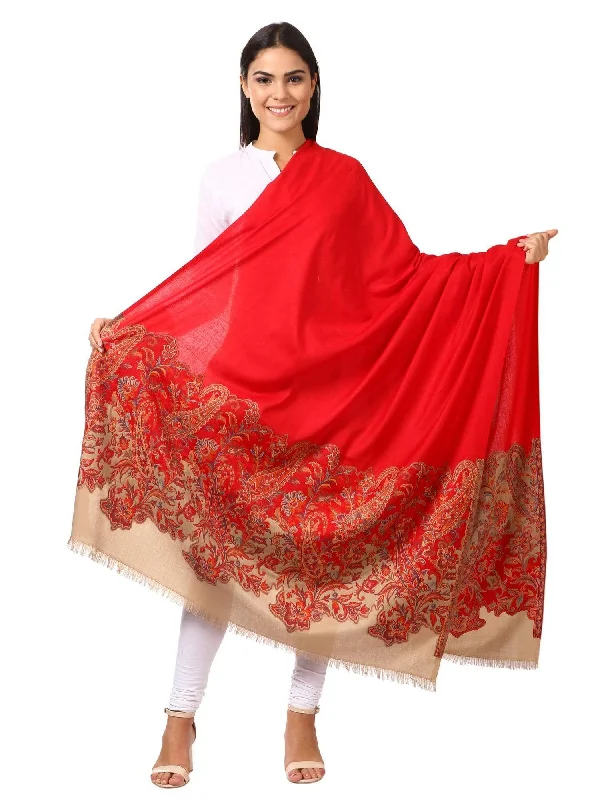 Pashtush Women'S Jacquard Palla Shawl, Soft Faux Pashmina - Red Red Chic Embroidered Shawl Wrap Pashtush Women'S Jacquard Palla Shawl, Soft Faux Pashmina - Red Red Chic Embroidered Shawl Wrap