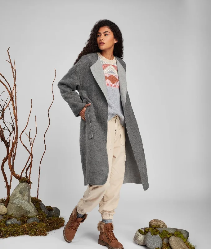 Belted Eased Coat Reversible Raincoat Turtleneck Coat Wrap Coat