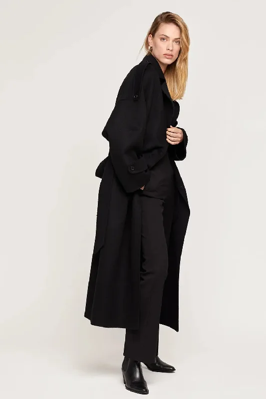 Black cashmere coat Fleece Down Feather