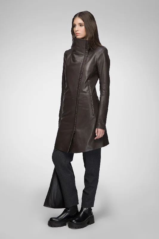 Claudia - Brown Leather Coat A-Line Ball Gown Mermaid