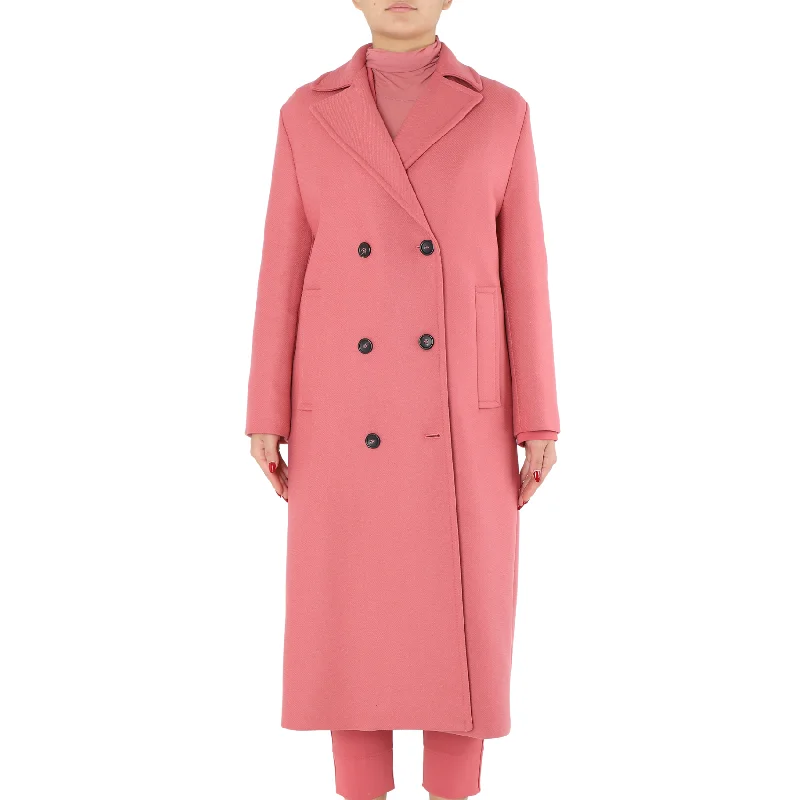 Coat Solotre - Pink Welt Pockets Slit Pockets Flap Pockets